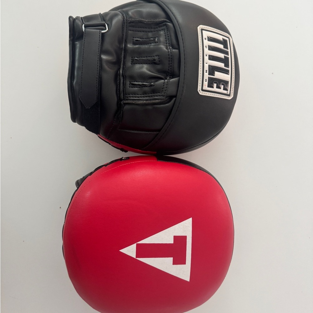 TITLE Boxing Black and Red Punch Mitts